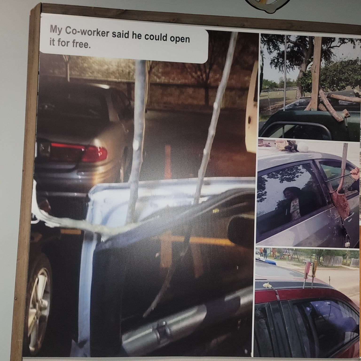 Examples of vehicle damage from attempted improvised lockout entry
